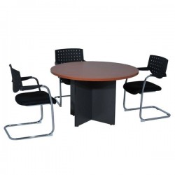 TABLE DE RÉUNION RONDE PIÉTEMENT BOIS 3 À  4 PERSONNES