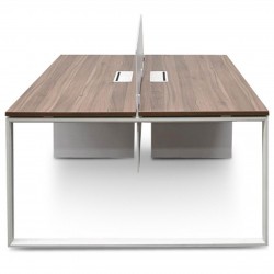 Open Space 160cm Walnut Office Desk With Privacy Screen (cf)