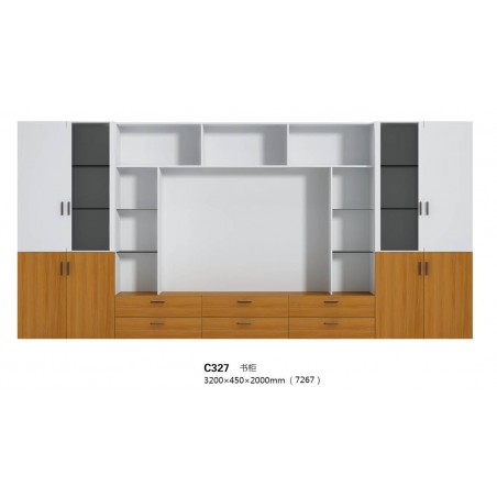 Armoire Meuble TV en Bois Semi-vitrée C327