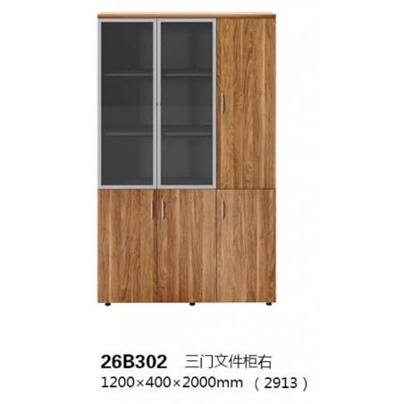 Armoire en Bois 3 Battants Semi-vitrée 26B302