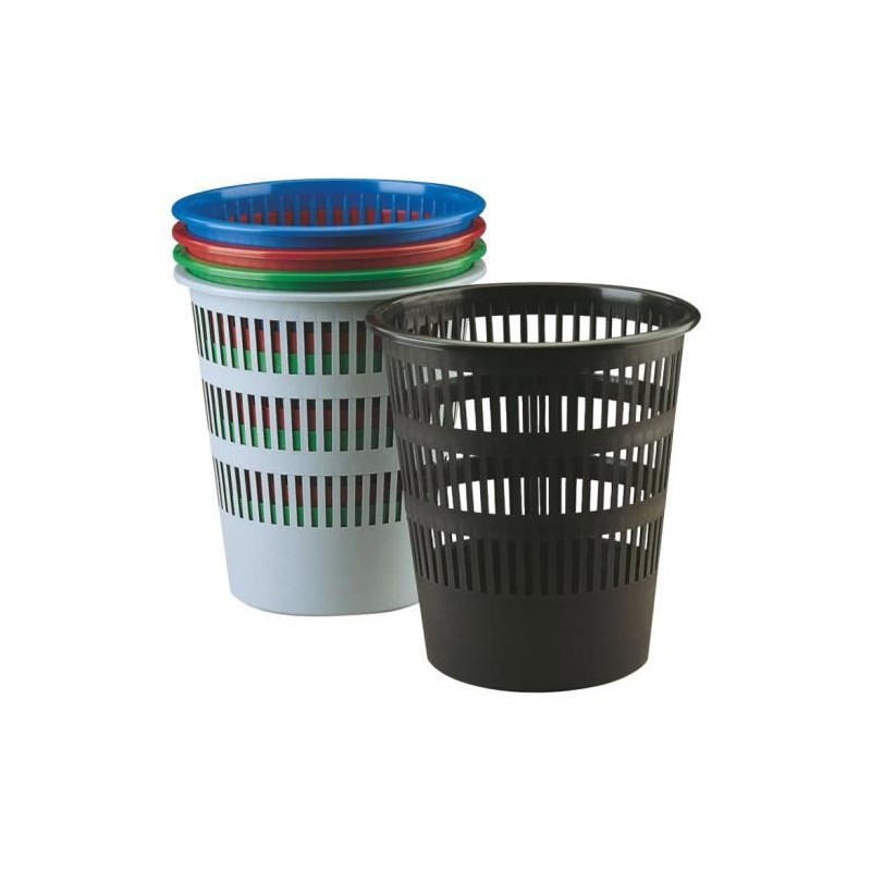 Corbeille à Papier Ajourée Danube 12L - En Polypropylène Gris - Pour Bureau Ou Maison, Diamètre 275 Mm