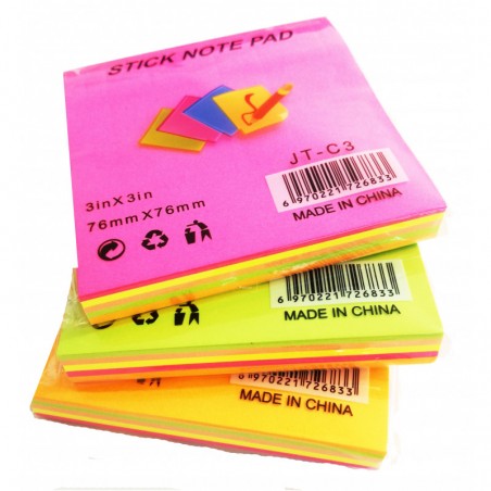 STICK NOTE 100 FEUILLES ASSORTIE 76 X 76 MM