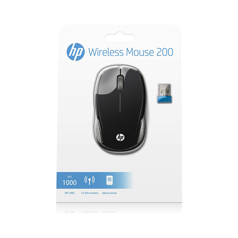 HP 200 - Souris Sans Fil Noire (USB, 1000 DPI, Ambidextre)