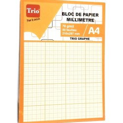 Bloc de Papier Millimétré A4 Pack de 50 Feuilles 70g